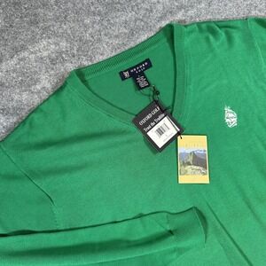 Oxford Golf Sweater Mens Large Kelly Green V Neck Pullover Peruvian Pima Cotton